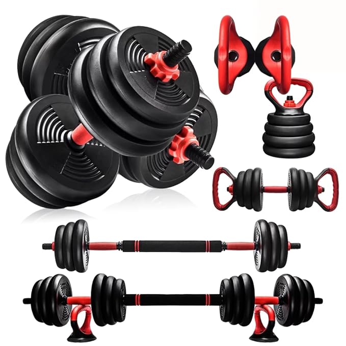 Burnlab 6 in 1 multifunctional weight training kit - Dumbbells, Kettlebells, Barbells & Push up brackets in 1 | Adjustable Weights | Perfect for Full Body Workout for Men & Women