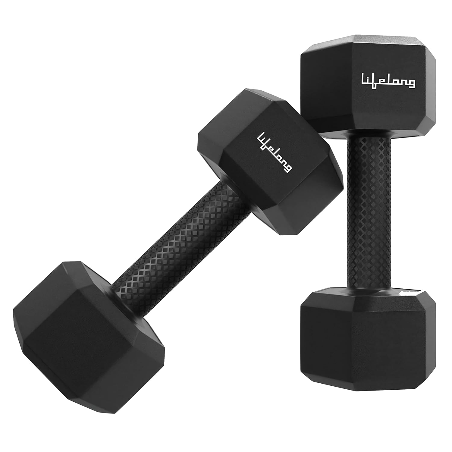 Lifelong PVC Hex Dumbbells Pack of 2 (3kg*2) for Home Gym Equipment Fitness Barbell |Dumbbells Weights for Men & Women (6 Months Warranty, Black, LLPVCD03)