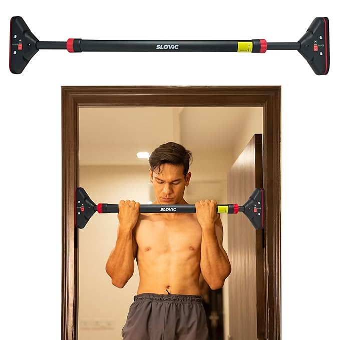Slovic Pull up Bar for Home Kids [200 KG] | No Screw Pull Up Bar Wall Mounted with Anti-Skid Grip | Pull-up Bar for Home Workout | Gym Equipment for Home Workout (Length 72-110 CM)